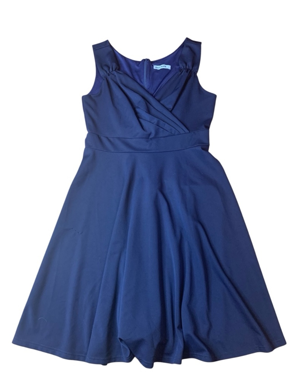 Grace Karin Navy Blue Surplice V-Neck Fit & Flare Dress - Size Large